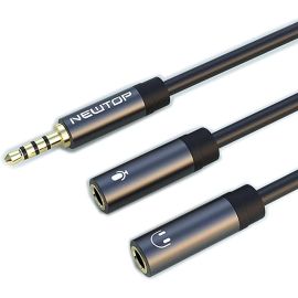 Cavo Adattatore Newtop AD22 da jack audio 3.5mm M 4 pin a 3.5 F microfono e 3.5 F Audio